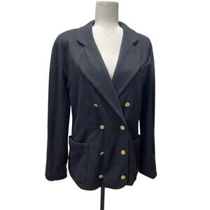 VTG Chanel Boutique Double Breasted Black Wool Blazer Sz 38 US 6 Made In France